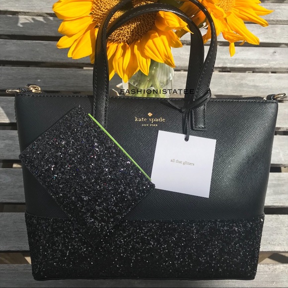 Kate spade Ina black glitter satchel card holder - Picture 2 of 8